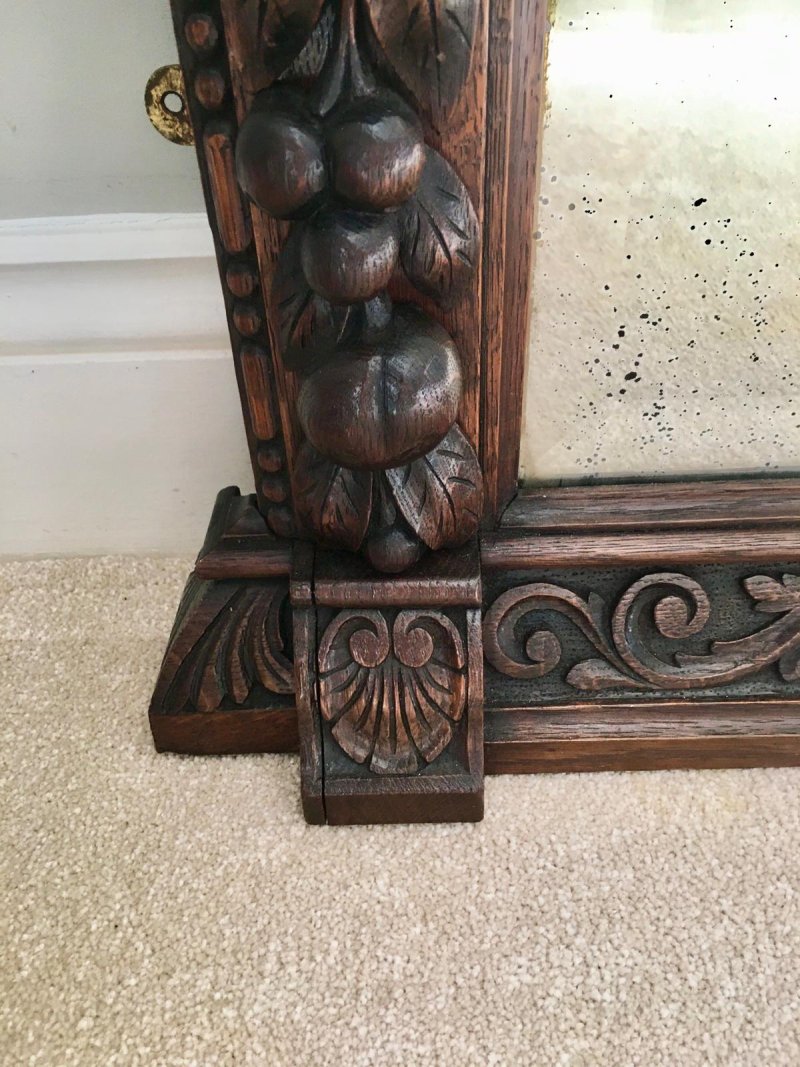 Antique Victorian 19th Century Carved Oak Free Standing Mirror - Image 5
